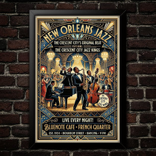 Vintage-Jazz-Kunstplakat aus den 1930er Jahren Poster