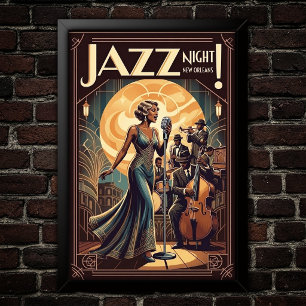 Vintage-Jazz-Kunstplakat aus den 1930er Jahren Poster