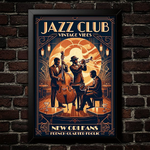 Vintage-Jazz-Kunstplakat aus den 1930er Jahren Poster
