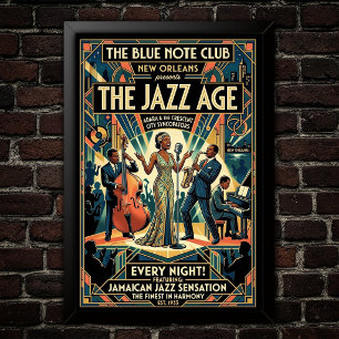 Vintage-Jazz-Kunstplakat aus den 1930er Jahren Poster