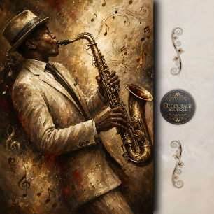 Vintage-Jazz-Saxophon-Art-Decoupage Seidenpapier
