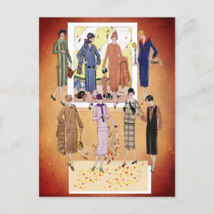 Vintage Jazzzeitgestaltung im Herbst Postkarte