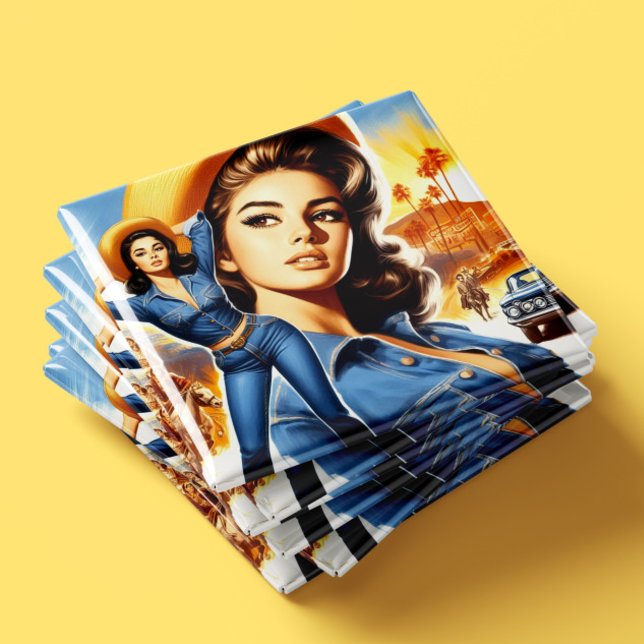Vintage Jeans Country-Frau Magnet (Von Creator hochgeladen)