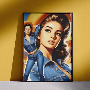 Vintage Jeans Landfrau Poster