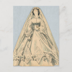 Vintage Jenny Lind Papierpuppe Brautkleid Postkart Postkarte