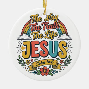 Vintage Jesus Der Weg Wahrheit Leben Shirt Keramik Ornament