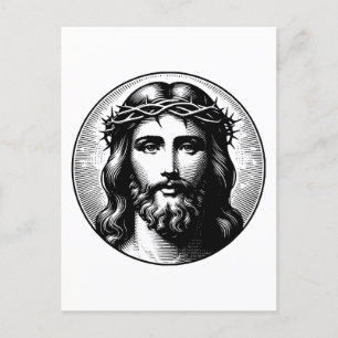 Vintage Jesus Gesicht Postkarte