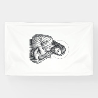 Vintage Jesus hält Katzen Gravur Grafik_1 Banner
