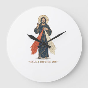 Vintage Jesus, ich vertraue auf Dich religiöser Ve Große Wanduhr