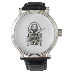 Vintage Jesus Is My Homeboy Gravur Vektor Design Armbanduhr