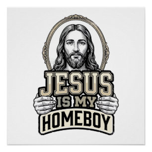 Vintage Jesus Is My Homeboy Gravur Vektor Design Poster