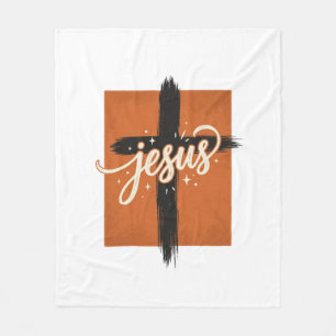 Vintage-Jesus-Kreuz-Christliches-Shirt-Design_1 Fleecedecke