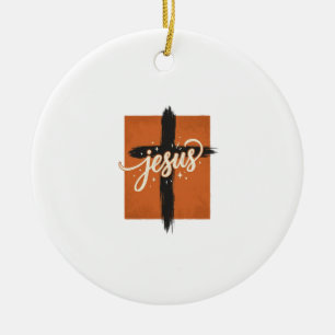 Vintage-Jesus-Kreuz-Christliches-Shirt-Design_1 Keramik Ornament