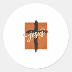 Vintage-Jesus-Kreuz-Christliches-Shirt-Design_1 Runder Aufkleber