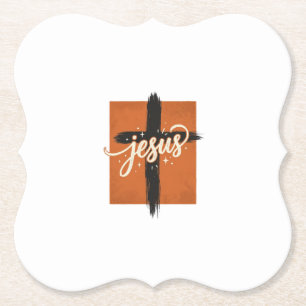Vintage-Jesus-Kreuz-Christliches-Shirt-Design_1 Untersetzer