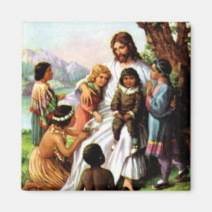 Vintage Jesus Lieben Alle Kinder Magnet
