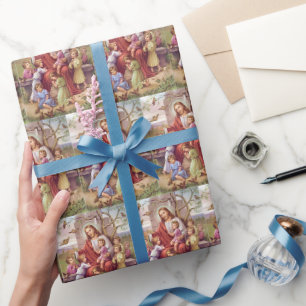 Vintage Jesus mit Kindern Geschenkpapier