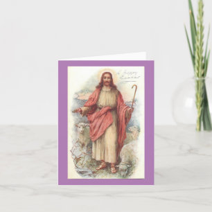 Vintage Jesus mit Schafen Karte