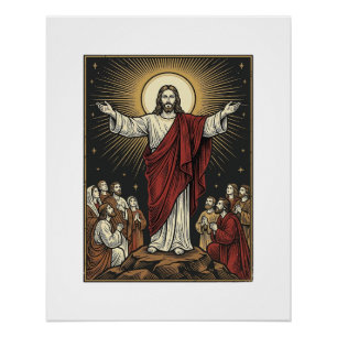 Vintage Jesus Strahlende Herrlichkeit Christliche  Poster