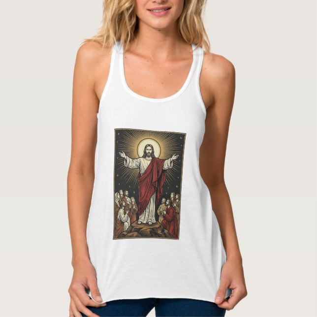 Vintage Jesus Strahlende Herrlichkeit Christliche  Tank Top (Vorderseite)