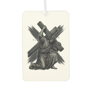 Vintage-Jesus-Tragekreuz-christliche-Vektor-Art Autolufterfrischer