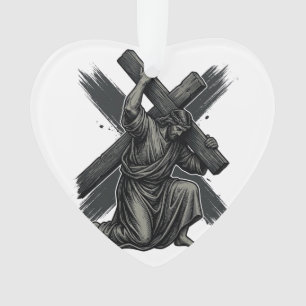Vintage-Jesus-Tragekreuz-christliche-Vektor-Kunst Ornament