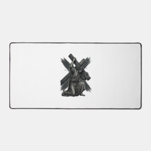 Vintage-Jesus-Tragekreuz-christliche-Vektor-Kunst Schreibtischunterlage