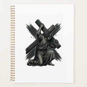 Vintage Jesus trägt Kreuz christliche Vektorgrafik Planer