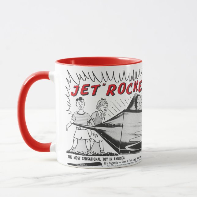 Vintage Jet Rocket Space Ship Tasse (Links)