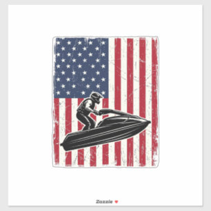 Vintage-Jet-Ski-Amerikanische-Flagge-Vektor-Shirt- Aufkleber