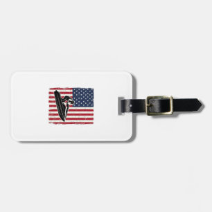 Vintage-Jet-Ski-Amerikanische-Flagge-Vektor-Shirt- Gepäckanhänger