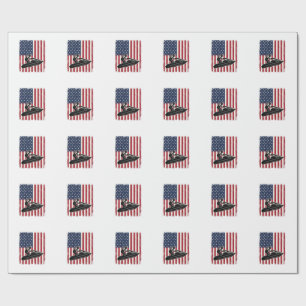 Vintage-Jet-Ski-Amerikanische-Flagge-Vektor-Shirt- Geschenkpapier