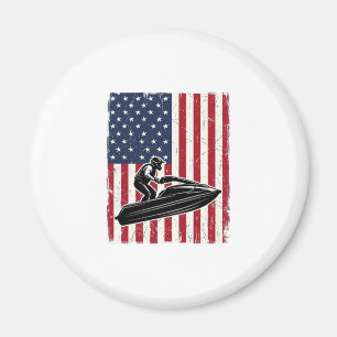 Vintage-Jet-Ski-Amerikanische-Flagge-Vektor-Shirt- Magnet
