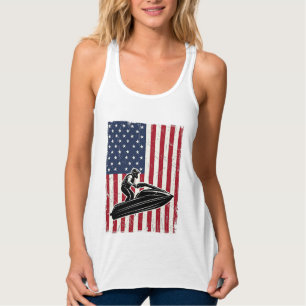Vintage-Jet-Ski-Amerikanische-Flagge-Vektor-Shirt- Tank Top