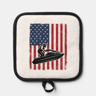 Vintage-Jet-Ski-Amerikanische-Flagge-Vektor-Shirt- Topflappen