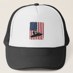 Vintage-Jet-Ski-Amerikanische-Flagge-Vektor-Shirt- Truckerkappe