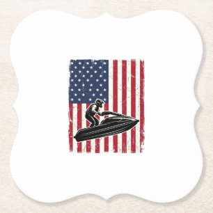 Vintage-Jet-Ski-Amerikanische-Flagge-Vektor-Shirt- Untersetzer
