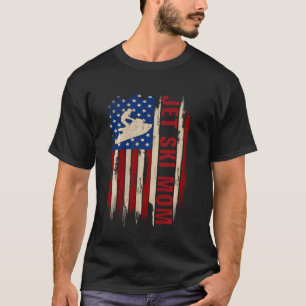 Vintage Jet Ski Mom American Usa Flag Sports Skiin T-Shirt