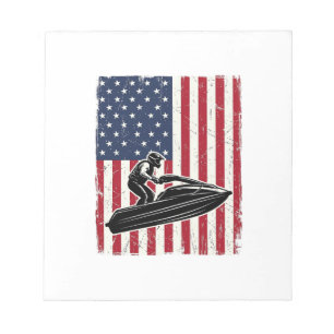 Vintage-Jetski-Amerikanische-Flagge-Vektor-Shirt-D Notizblock
