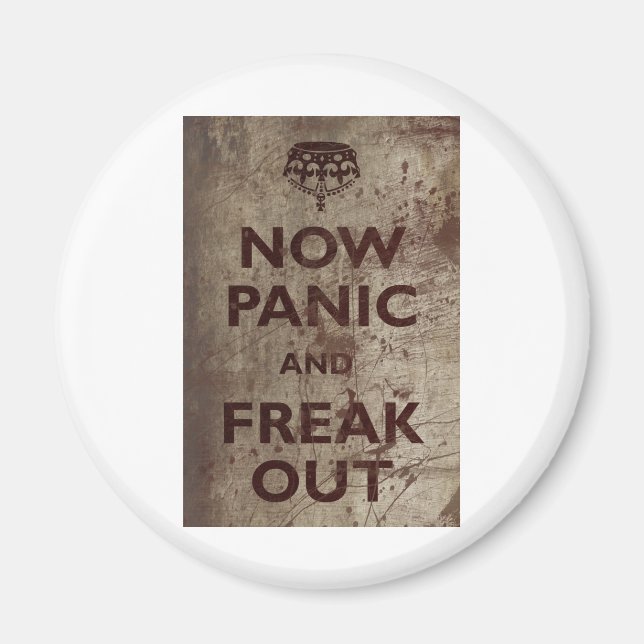 Vintage jetzt Panik und Freak Out Magnet (Vorne)