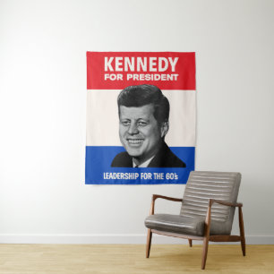 Vintage JFK Kennedy für Präsident 1960 Kampagne Wandteppich