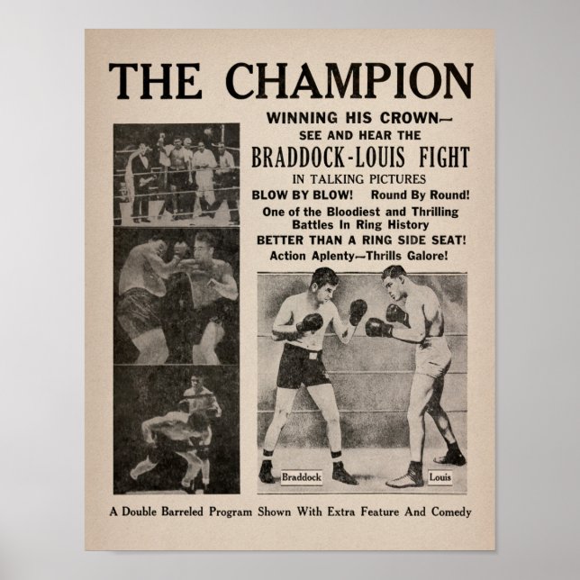 Vintage Joe Lewis vs James Braddock Poster (Vorne)