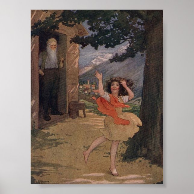 Vintage Johanna Spyri Heidi der Schweizer Alpen Poster (Vorne)