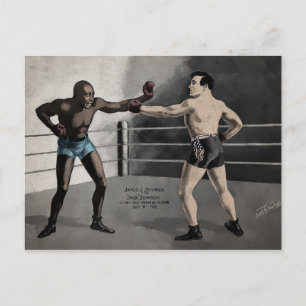 Vintage Johnson VS Jeffries Boxen Postkarte