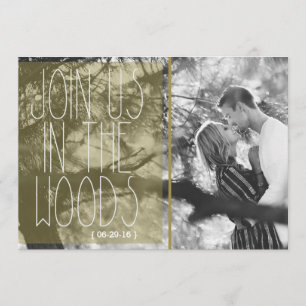 Vintage Join Us In The Woods Hochzeit Foto Einladung