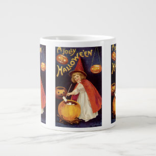 Vintage Jolly Halloween Hexe von Ellen Clapsaddle Jumbo-Tasse