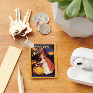 Vintage Jolly Halloween Hexe von Ellen Clapsaddle Schlüsselanhänger