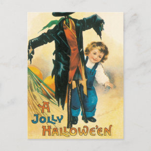 Vintage Jolly Halloween Vogelscheuche Ellen Clapsa Postkarte