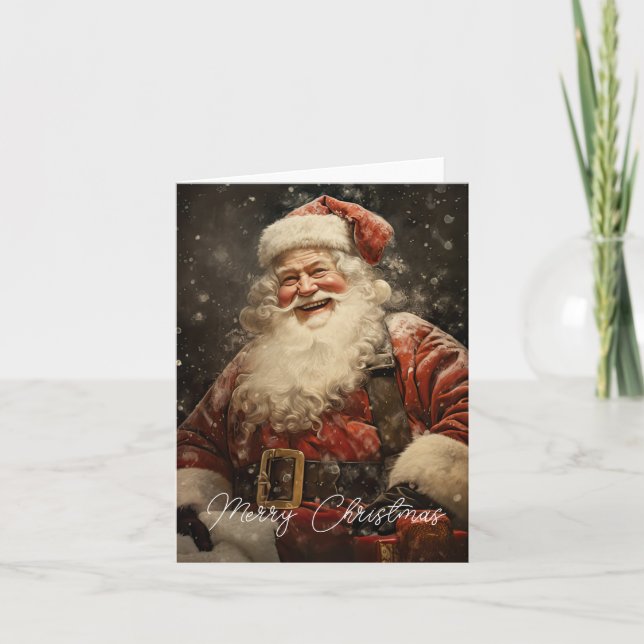 Vintage Jolly Santa Claus Christmas Holiday Karte (Vorderseite)