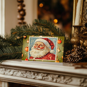 Vintage Jolly Santa Weihnachtspostwertzeichen Feiertagspostkarte